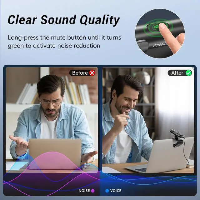 Alt view image 3 of 7 - TONOR USB Conference Microphone for Laptop, Adjustable Computer PC Mic with Mute Button & LED Indicator for Video Call Meeting, Microfono for Desktop Zoom Skype YouTube, Plug-Play for MacOS Windows
