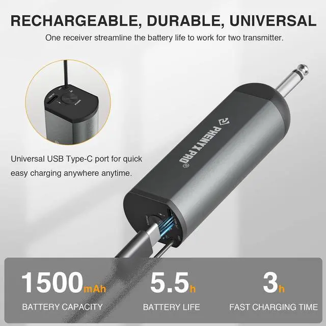 Alt view image 5 of 6 - Phenyx Pro Dual Digital Wireless Microphone System, w/Handheld Dynamic Microphone, Bodypack Transmitter, Mini Receiver, 2x15 UHF Frequencies, Headset/Lapel Mic for Singing (PDP-2-1H1B)