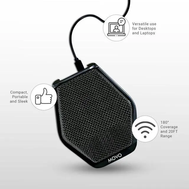 Alt view image 6 of 7 - Movo MC1000 Conference USB Microphone for Computer Desktop and Laptop with 180° / 20' Long Pick up Range Compatible with Windows and Mac for Dictation, Recording, YouTube, Conference Call, Skype