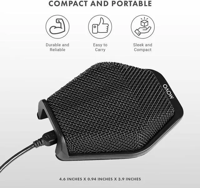 Alt view image 7 of 7 - Movo MC1000 Conference USB Microphone for Computer Desktop and Laptop with 180° / 20' Long Pick up Range Compatible with Windows and Mac for Dictation, Recording, YouTube, Conference Call, Skype