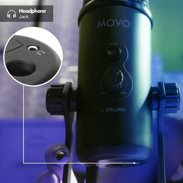 Alt view image 5 of 7 - Movo UM700 Computer Condenser USB Gaming Mic with Adjustable Pickup Patterns - Microphone for PC, PS5, Podcasting, Streaming, ASMR