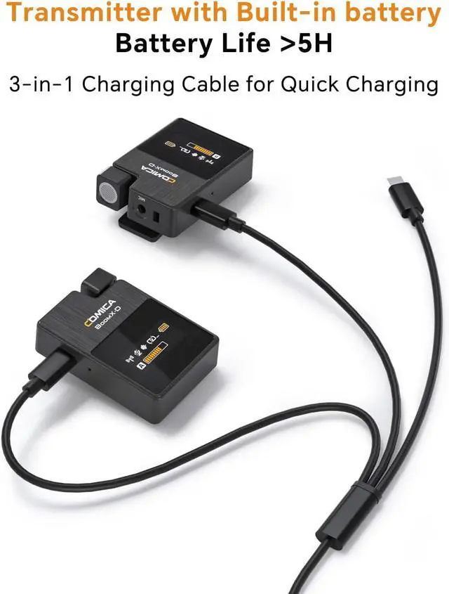 Alt view image 6 of 7 - COMICA BoomX-DUC2 2.4G Wireless Microphone for iPhone 15/16 Pro/Pro Max, Dual Lavalier Lapel Microphone with 2 Transmitter, Lav Mic for USB Type C Phone Podcasting YouTube Recording Facebook Live