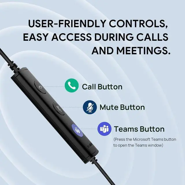Alt view image 4 of 7 - Yealink UH34 USB Headset with Mic,Stereo Wired Headphones with Noise Cancelling Microphone,Professional Work Headset VoIP Phone PC Computer Call Center Office(Ultra Light)