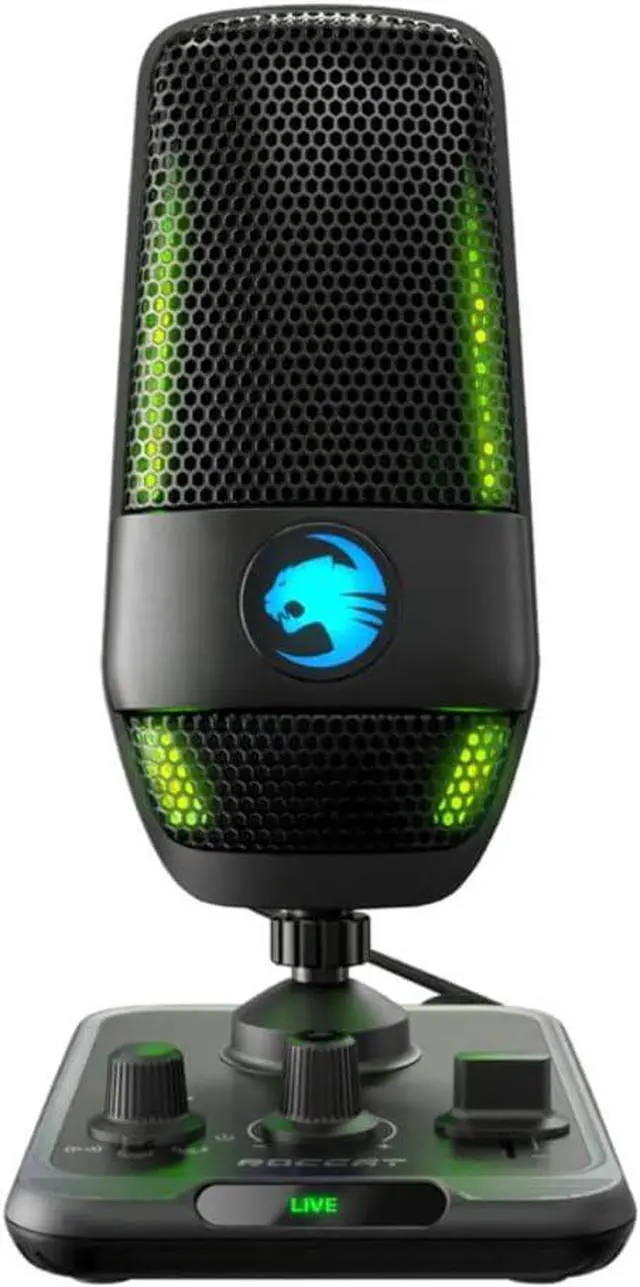 Main image of ROCCAT Torch USB Microphone, Studio-Grade Audio, PC Computer Gaming Wired Mic, RGB AIMO Lighting with Indicator, For Streaming, Recording, Podcasting, Quick Mute, Boom Arm Compatible, Black