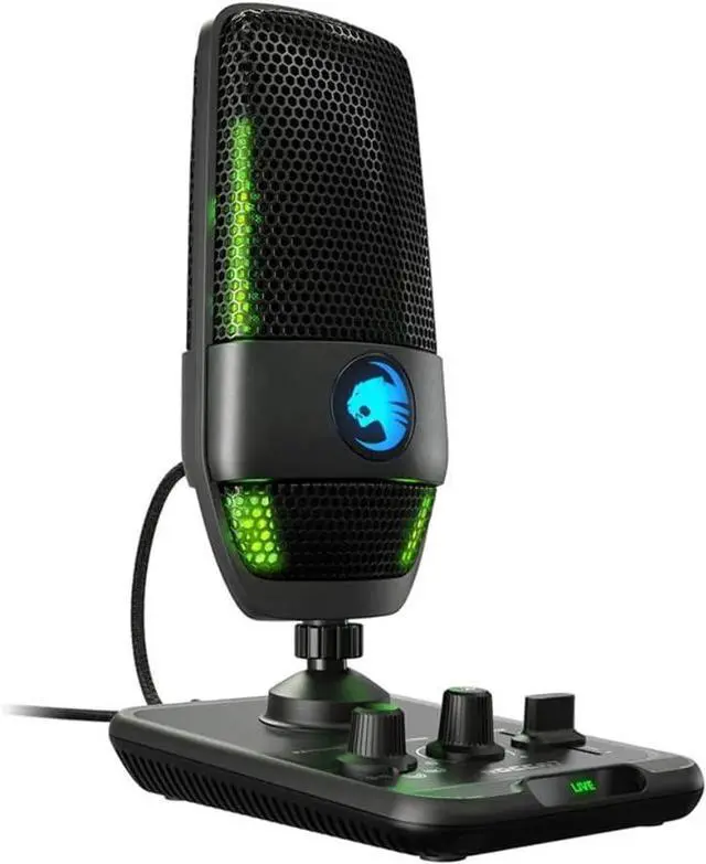 Alt view image 2 of 7 - ROCCAT Torch USB Microphone, Studio-Grade Audio, PC Computer Gaming Wired Mic, RGB AIMO Lighting with Indicator, For Streaming, Recording, Podcasting, Quick Mute, Boom Arm Compatible, Black