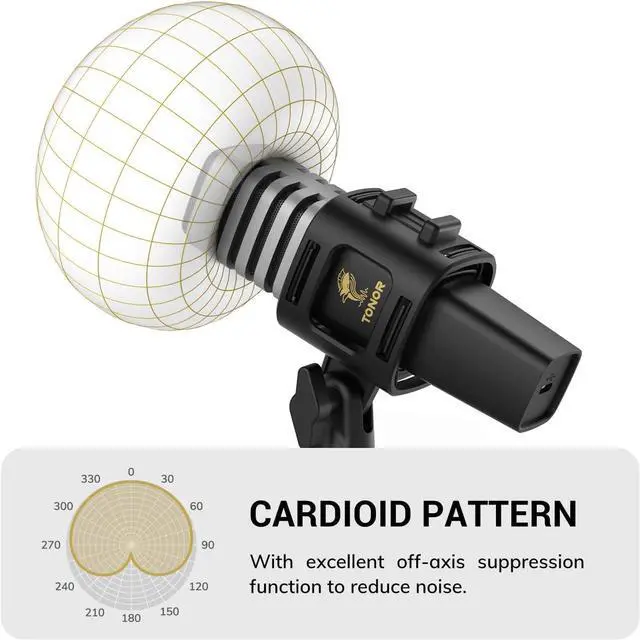 Alt view image 3 of 7 - TONOR USB Microphone for PC, Cardioid Condenser Computer Mic with Tripod Stand, Pop Filter, Shock Mount for Gaming, Streaming, Podcasting, YouTube