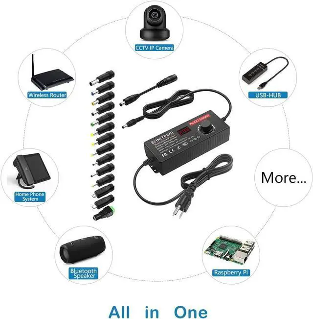 Alt view image 6 of 7 - Universal Power Supply DC 24V 12V 5V 6V 9V 14V 19V Adjustable AC/DC Adapter 100V~240V AC to DC Variable Power Converter Multi-Voltage 3.5V ~ 24V 6A 144W Power Adapter 14 Tips LCD Display