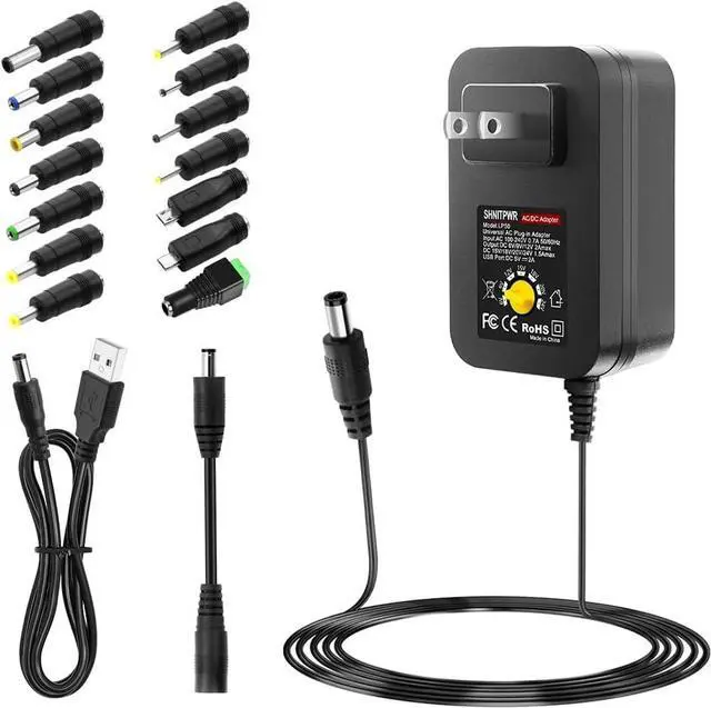 Main image of SHNITPWR 36W Adjustable Power Supply DC 6V~24V Universal Power Adapter 6V 9V 12V 15V 18V 20V 24V Variable Power Supply with 5V 2A USB Port AC/DC adapter Multi-Voltage 100~240V AC to DC Power Converter