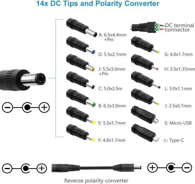 Alt view image 4 of 7 - SHNITPWR 30W Universal Power Supply 3V 4.5V 5V 6V 7.5V 9V 12V Adjustable Variable AC/DC Adapter with 5V 2.1A USB Port, 100V-240V AC to DC 3V~12V Converter 0.5A 1A 1.2A 1.5A 2A 2.5A Max with 14 Tips