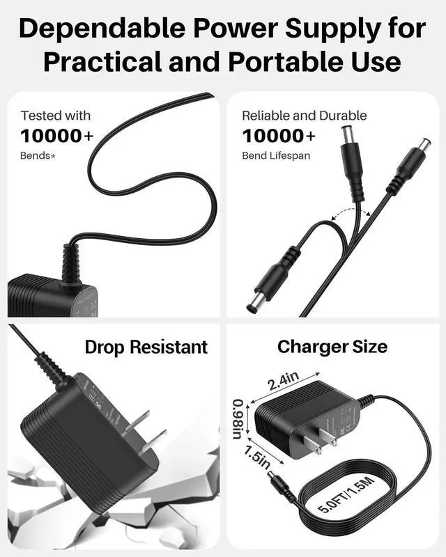 Alt view image 4 of 7 - 9V Power Supply DC Power Cord 9V 2A Power Adapter with 10 Interchangeable Jacks Switching Charger Compatible with 2000mA 1500mA 1000mA 900mA 850mA 800mA 700mA 600mA 500mA Universal Electronics