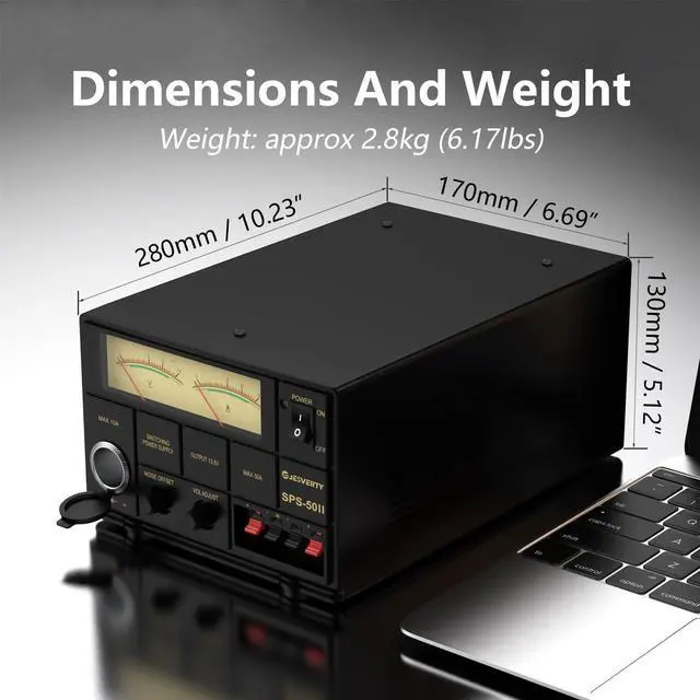 Alt view image 3 of 6 - Universal Compact Bench Power Supply- 50 Amp Regulated Home Lab Benchtop AC-to-DC Converter 13.8 Volt/9-15Volt, Cooling Fan, Screw Type Terminals - Jesverty SPS-50II