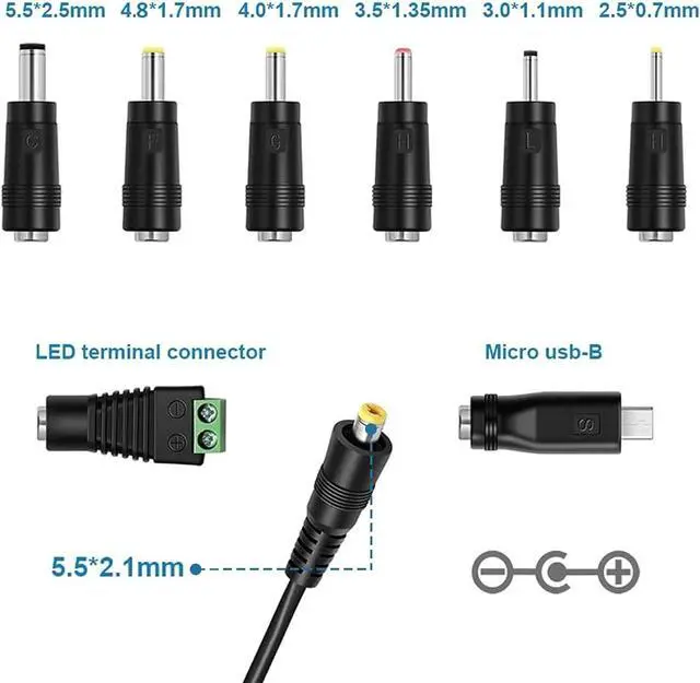 Alt view image 3 of 6 - ZOZO 30W Universal AC Adapter with USB Port and 8 Tips, Adjustable Voltage 3V 4.5V 5V 6V 7.5V 9V 12V DC Power Supply for Household Electronics LED Strip Lights Phone Tablet Webcams Speakers USB Hubs