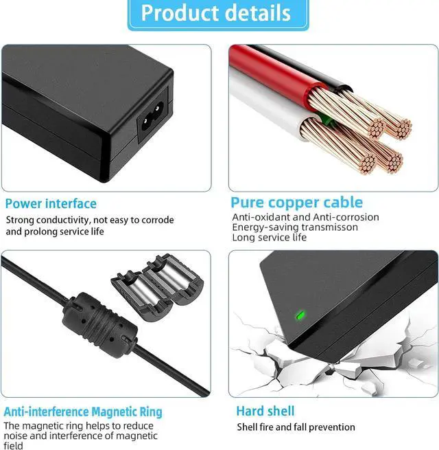 Alt view image 5 of 7 - TKDY 12V DC Power Supply Adapter, 110-240V AC to DC 12Volt 3.5A 3A 2.5A 1A AC Power Adapter, for LCD Monitor, Wireless Router, Security Camera, LED Strip, with 5 DC Connectors.