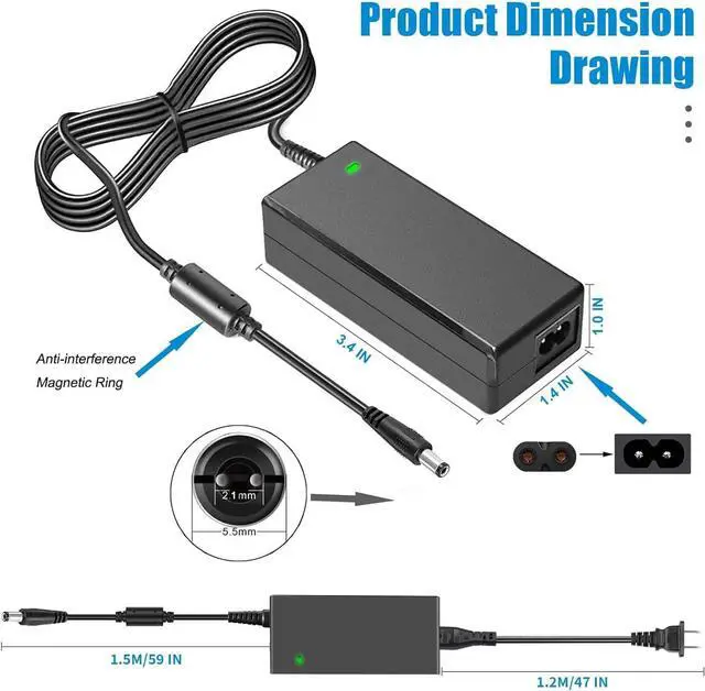 Alt view image 6 of 7 - TKDY 12V DC Power Supply Adapter, 110-240V AC to DC 12Volt 3.5A 3A 2.5A 1A AC Power Adapter, for LCD Monitor, Wireless Router, Security Camera, LED Strip, with 5 DC Connectors.