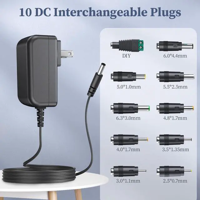 Alt view image 3 of 7 - 12V 3A Power Supply 12 Volt Charger 3000mA 36W Max Regulated Switching AC to DC Cord Adapter with 10 Replacement Connector 100V - 240V Input Adaptor US Wall Plug