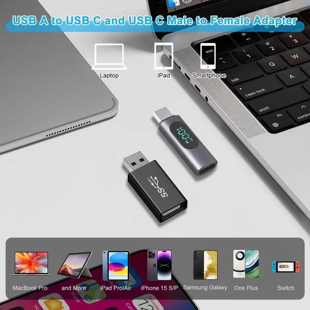 Alt view image 5 of 5 - FARSENSE USB C to DC Adapter,Barrel PD Trigger Cable(3.3ft) with Type C Male to Femal/USB A to USB C/3.5x1.35mm Tips/,USB to DC Power Cable can Switching and LED Display Voltage