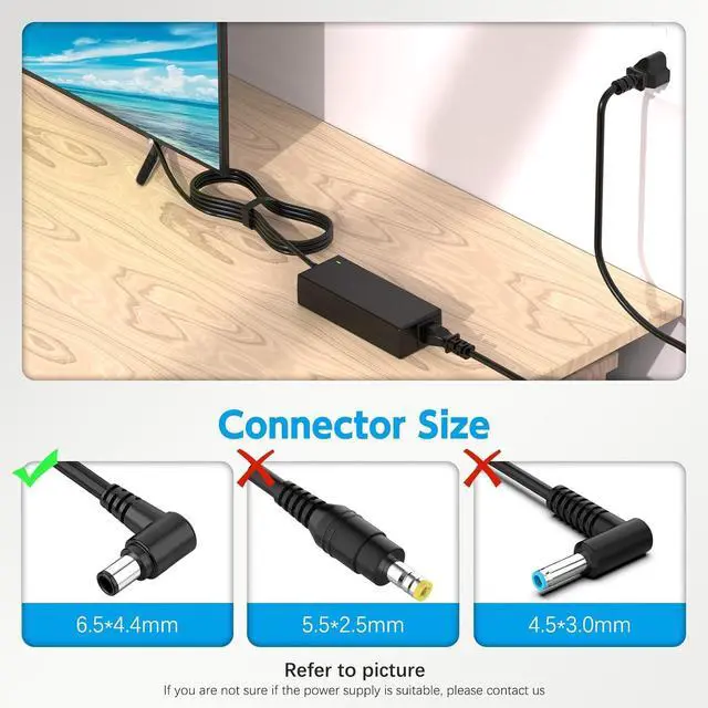 Alt view image 5 of 7 - 19.5V Power Cord Compatible with Sony Bravia TV Bravia TV 24 32 40 42 48 KDL-40W600B KDL-48W600B KDL-48650D KDL-48R510C KDL-55W650D KDL-42W650A KDL-32W700B Power Supply Replacement