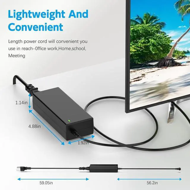 Alt view image 7 of 7 - 19.5V Power Cord Compatible with Sony Bravia TV Bravia TV 24 32 40 42 48 KDL-40W600B KDL-48W600B KDL-48650D KDL-48R510C KDL-55W650D KDL-42W650A KDL-32W700B Power Supply Replacement