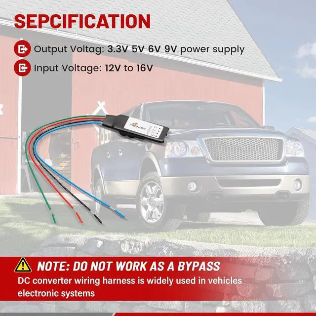 Alt view image 2 of 7 - RED WOLF Voltage Regulator DC 12V to 3.3V 5V 6V 9V Step Down Converter Power Supply Voltage Adapter Adjust Direct Current for Vehicles Accessories Devices Backup Camera Radio Stereo