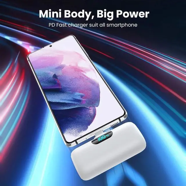 Alt view image 3 of 6 - [2-Pack] Mini Portable Charger 5000mAh Power Bank,3A PD USB C Cell Phone Portable Power, LCD Display Battery Pack Compatible with iPhone 16/15/15 plus/15 pro/15 pro Max/Android/Samsung/Moto/LG etc