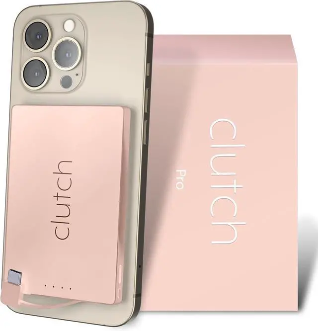 Main image of Clutch - Pro USB-C Portable Charger - Compatible with iPhone 15, 16 & Android Devices - Power Bank Magnetic Battery - TSA Travel Approved - USB Rechargeable - Built-in Cable - 5000 mAh - 3.7oz - Pink