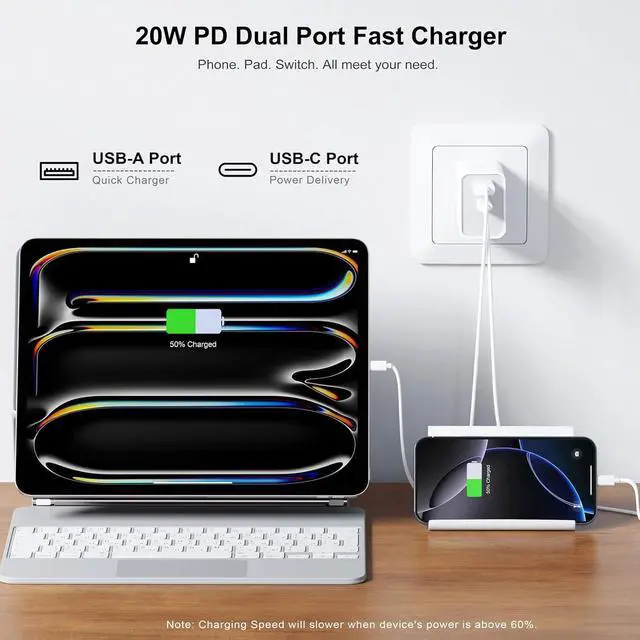 Alt view image 2 of 6 - 3 Pack USB C Wall Charger 20W Durable Dual Port QC+PD 3.0 Power Adapter Double Fast Plug Charging Block for iPhone 13/14/15/16/16 Pro/Pro Max/Plus XS/XR/X Watch Series 8/7 CubeWhite