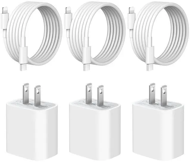 Main image of [3 Pack] iPhone 14 13 12 11 Charger 20W USB C Charger Blocks and 6Ft iPhone Charger Cable Compatible with iPhone 14/13/12/11/Xs/8, iPad