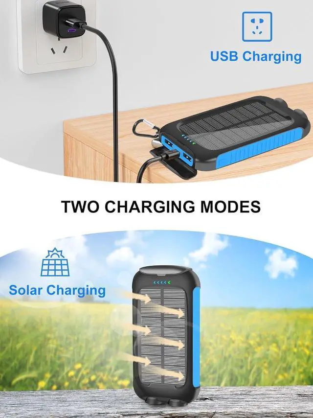 Alt view image 6 of 7 - Solar Power Bank -38800mAh Waterproof Portable Solar Phone Charger with LED Flashlight/Fast Charge USB C External Backup Battery Pack for All Cell Phones & Electronic Devices