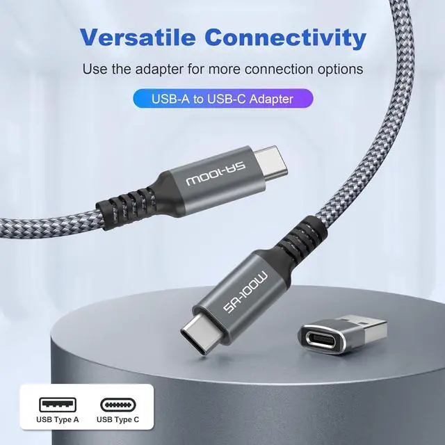Alt view image 3 of 7 - Basesailor iPhone 16 15 Pro Max Charger Cable 10FT,100W USB C to Type C Cable with USB Adapter,Fast Car Charging Power Cord for iPad 10th Air 4th 5th Mini 7th 6th Generation,Samsung Galaxy S25 S24 S23