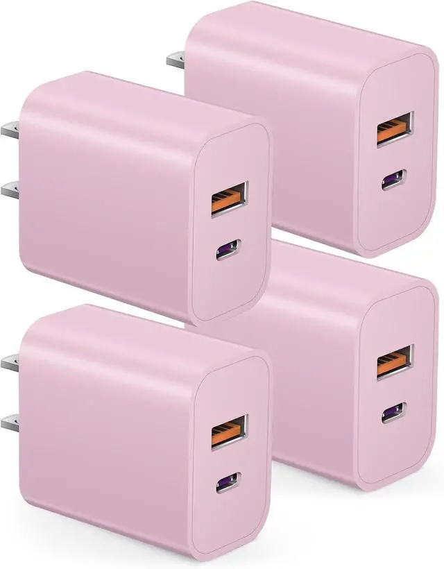 Main image of USB C Charger Block Charging Block Type C Charge 20W Wall Chargers 4 Pack for iPhone 16/16 Plus/16 Pro/16 Pro Max/iPhone 15/15 Pro/15 Pro Max/14/13/12 Pro/Samsung//Android(Pink)