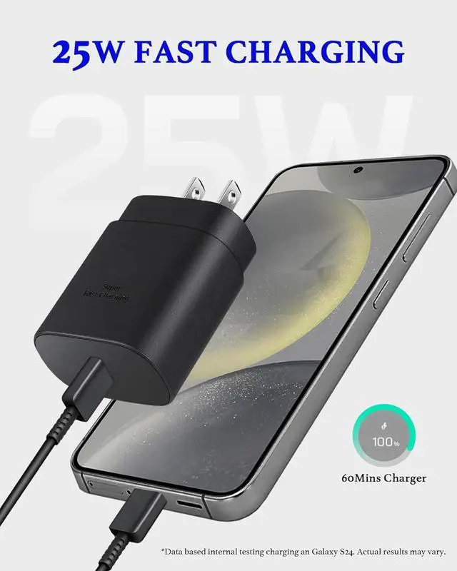Alt view image 3 of 7 - 25W Type C Charger Fast Charging 10ft S25 S23 S22 S24 Ultra  Charger Fast Charging Cord 10 Foot Android Phone Chargers Block for Galaxy S25 Ultra/S25/S25+/S24 Ultra/S24/S24+/S23/S22 Ultra