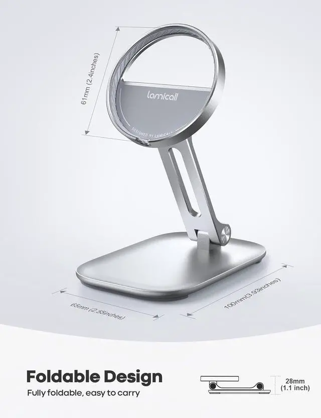 Alt view image 6 of 7 - Lamicall Phone Stand for Apple MagSafe Charger [Not Fits 2024 Ver.] - Dual Hinge Collapsible Adjustable Charging Holder Dock for Desk Nightstand, Fit for Airpods, iPhone 16/15/14/13 Series[Only Stand]