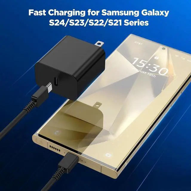 Alt view image 2 of 7 - 2Pack 45W Super Fast Charger with USB C Cable 10ft, Type C Wall Charging Block Adapter and Android Phone Charger Cord Long for Samsung Galaxy S24 Ultra/S24+/S24 Plus/S24/S23/S22/S21/Note 20/Note10+