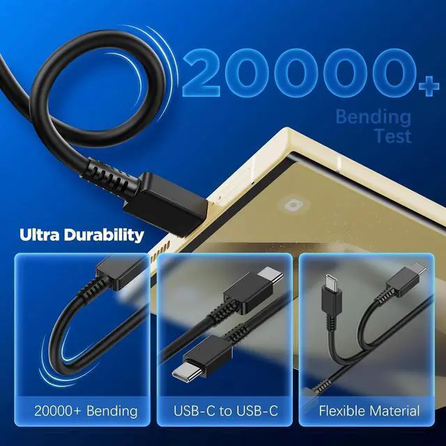 Alt view image 3 of 7 - 2Pack 45W Super Fast Charger with USB C Cable 10ft, Type C Wall Charging Block Adapter and Android Phone Charger Cord Long for Samsung Galaxy S24 Ultra/S24+/S24 Plus/S24/S23/S22/S21/Note 20/Note10+