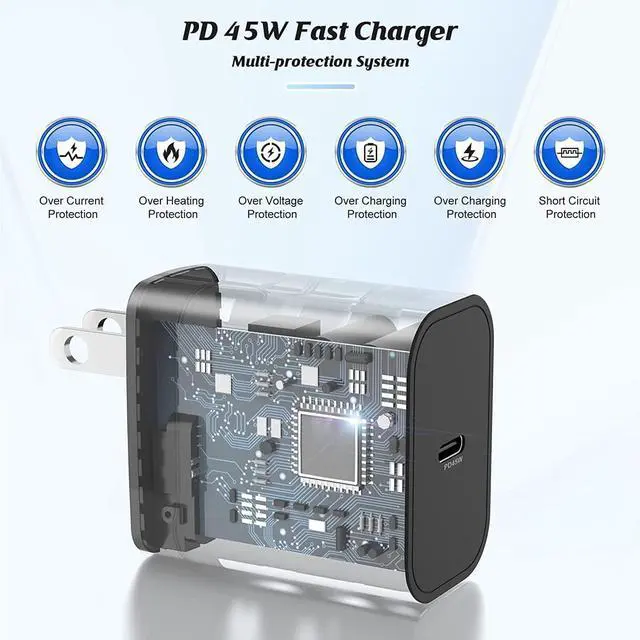 Alt view image 3 of 7 - 45W USB C Charger for Samsung, 2Pack Super Fast Wall Charger Block and Long Charging Cable Cord 10ft,Type C Charge Adapter Plug for Samsung Galaxy S25 S24 Ultra/S23 Plus/S22+/S20/S21,Note 10/20,Tab S9