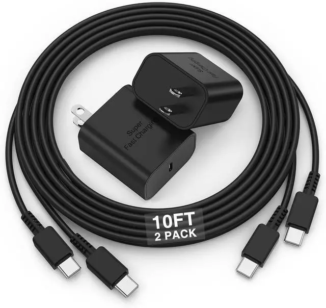 Main image of 2Pack 45W Super Fast Charging Block and USB C to C Cable 10ft,Type C Wall Charging Power Adapter and Android Phone Charger Cord Long for Samsung Galaxy S24+/S23 Ultra/S23+/S22/S21/Note 10/Note20 Plus