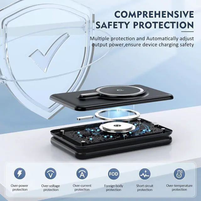 Alt view image 3 of 7 - Wireless Charger iPhone - 3 in 1 Charging Station for Apple Devices for iPhone 17 16 15 14 13 12 Pro Max Plus - Foldable Magnetic Charging Pad for Apple Watch Series & Airpods Series