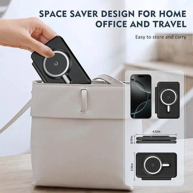 Alt view image 7 of 7 - Wireless Charger iPhone - 3 in 1 Charging Station for Apple Devices for iPhone 17 16 15 14 13 12 Pro Max Plus - Foldable Magnetic Charging Pad for Apple Watch Series & Airpods Series