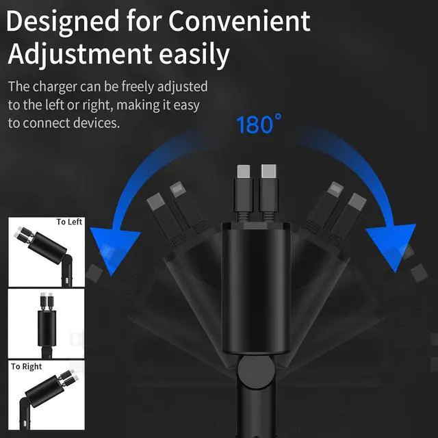 Alt view image 4 of 6 - Retractable Car Charger 4 in 1 Fast Car Charging 60W Compatible for iPhone 16 Car Travel Essentials Charger Women Men for Gifts USB C Car Honda Civic Accessories Adapter Compatible for iPhone 16 15