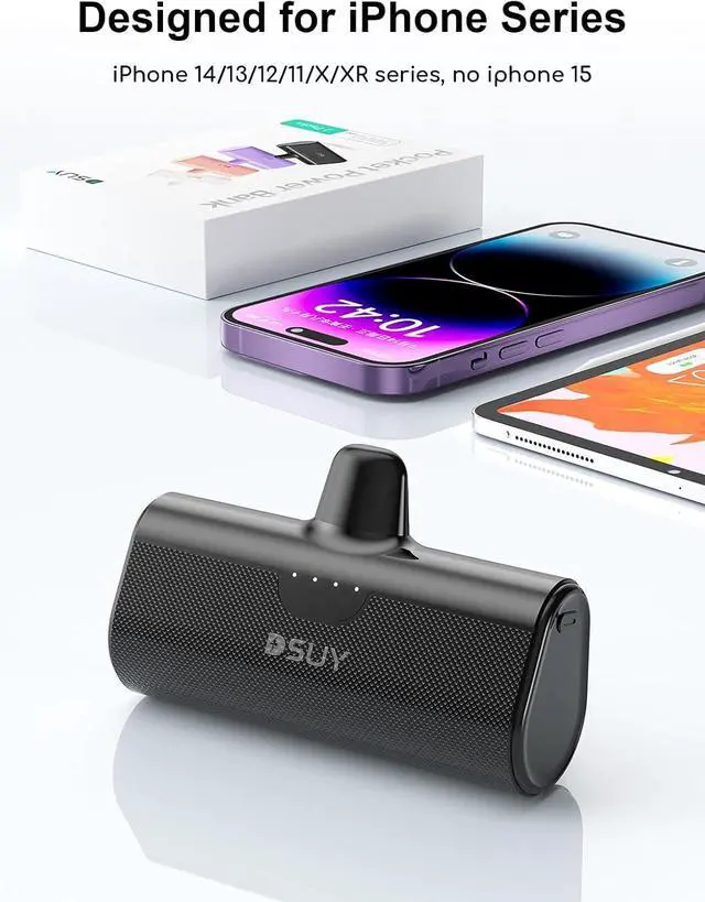 Alt view image 2 of 7 - 5000mAh 2 Packs Portable Phone Charger iPhone with Built-in Cable, MFi Certified Portable Power Bank External Battery Pack Charger Compatible with iPhone 14/13/12/11/XR/8 Plus Pro Max Series