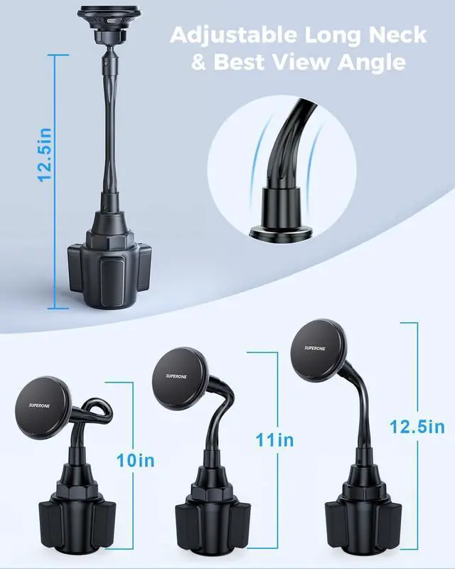 Alt view image 5 of 7 - SUPERONE 2025 Upgraded for MagSafe Cup Holder Charger, MagSafe Car Mount Charger 15W Fast Charging with Adjustable Gooseneck for iPhone 16 15 14 13 12 Pro Max Plus Mini MagSafe Case