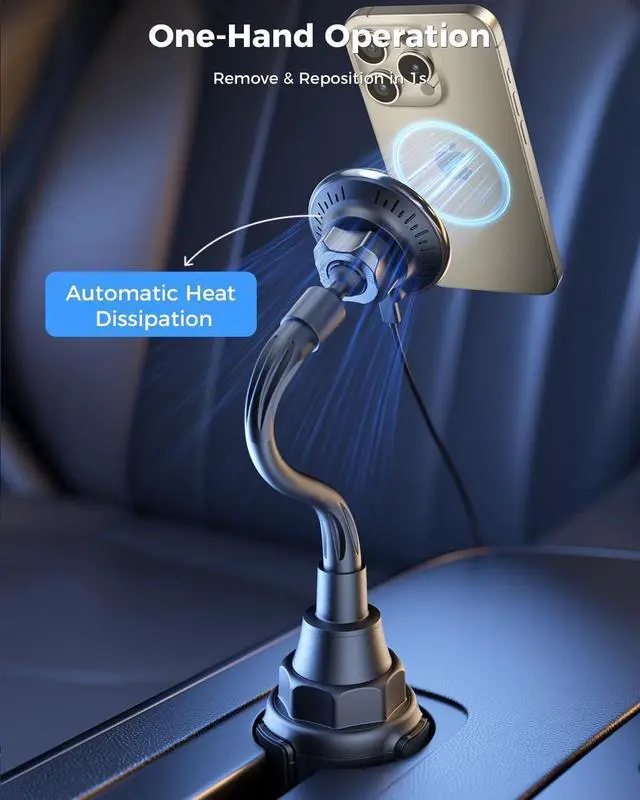 Alt view image 7 of 7 - SUPERONE 2025 Upgraded for MagSafe Cup Holder Charger, MagSafe Car Mount Charger 15W Fast Charging with Adjustable Gooseneck for iPhone 16 15 14 13 12 Pro Max Plus Mini MagSafe Case