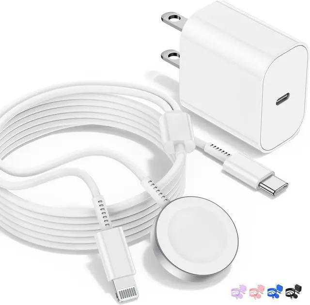 Main image of for Apple Watch Charger,2 in 1 USB C Charger for iPhoneiWatch,Magnetic iWatch Fast Charging Cable 6ft with 20W Charging Block for Apple Watch Series Ultra 9 8 7 6 5 4 3 SEiPhone 14 13-White