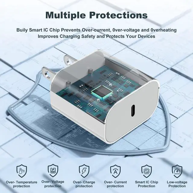 Alt view image 4 of 7 - for Apple Watch Charger,2 in 1 USB C Charger for iPhoneiWatch,Magnetic iWatch Fast Charging Cable 6ft with 20W Charging Block for Apple Watch Series Ultra 9 8 7 6 5 4 3 SEiPhone 14 13-White