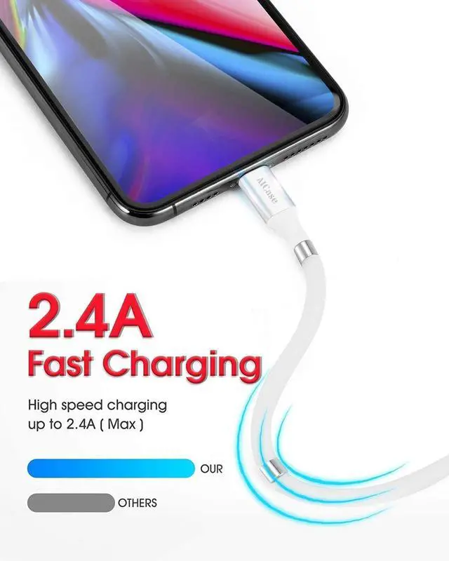 Alt view image 2 of 7 - AICase Magnetic Charging Cable,(3FT) Super Organized Charging Magnetic Absorption Nano Data Cable for Phone 14 13 12 11/XS/XS Max/XR/X/8/8 Plus/7/7 Plus/6s/6s Plus/6/6 Plus/SE/5s/5c/5/Pad/Pod