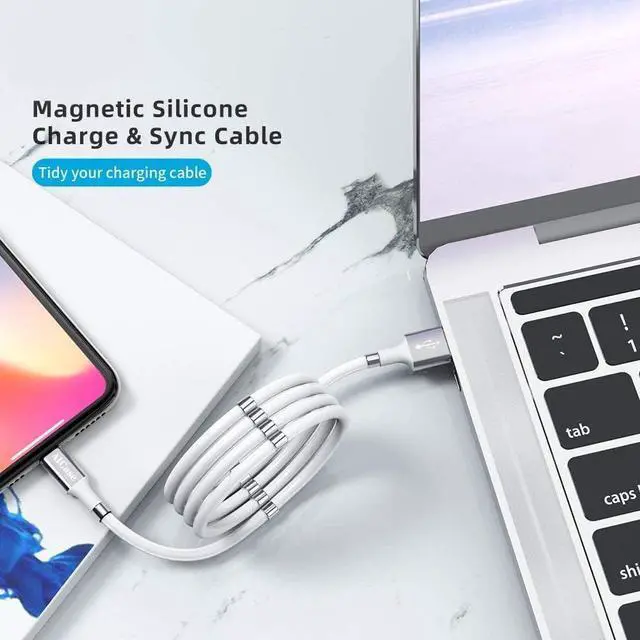 Alt view image 5 of 7 - AICase Magnetic Charging Cable,(3FT) Super Organized Charging Magnetic Absorption Nano Data Cable for Phone 14 13 12 11/XS/XS Max/XR/X/8/8 Plus/7/7 Plus/6s/6s Plus/6/6 Plus/SE/5s/5c/5/Pad/Pod