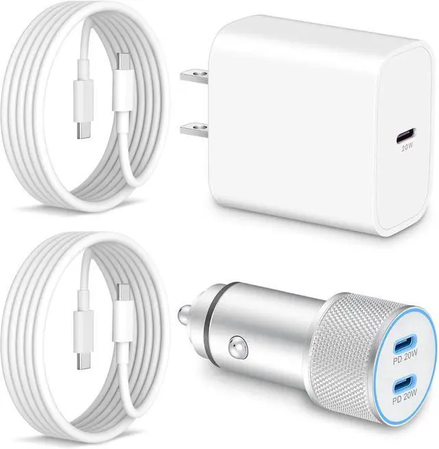 Main image of Car Charger USB C, 20W Type C Charging Block + 2Pack 3FT Charge Cable + 40W Dual USB-C Fast Car Phone Charger Accessories for iPhone 16e/16/15 Pro Max/Plus, iPad, Pixel, Samsung, Android