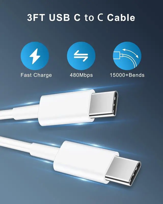 Alt view image 4 of 7 - Car Charger USB C, 20W Type C Charging Block + 2Pack 3FT Charge Cable + 40W Dual USB-C Fast Car Phone Charger Accessories for iPhone 16e/16/15 Pro Max/Plus, iPad, Pixel, Samsung, Android