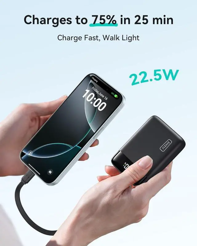 Alt view image 5 of 7 - Portable Charger Smallest 22.5W 20000mAh USB C in & Out Power Bank Fast Charging PD 3.0+QC 4.0 LED Display Phone Battery Pack Compatible with iPhone 16 15 14 13 Pro  S23 Google iPad etc