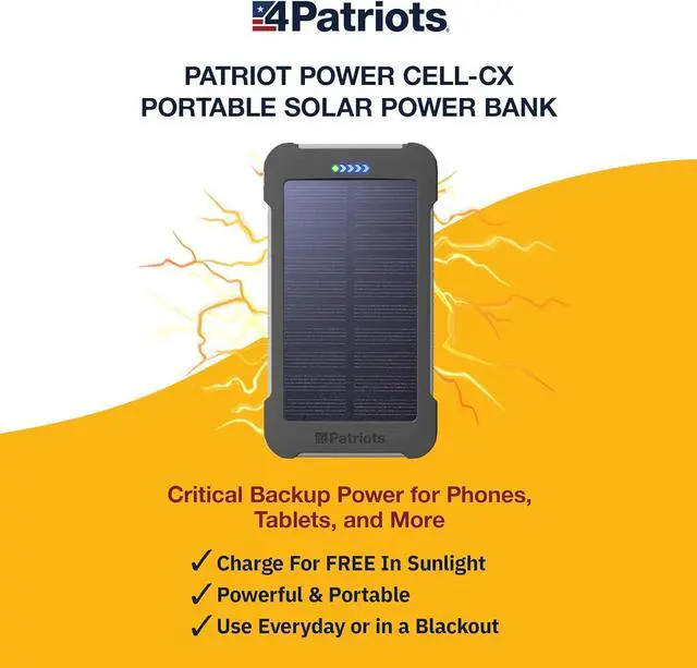 Alt view image 2 of 7 - Patriot Power Cell CX: Emergency Solar Power Bank with USB-C Fast-Charging Port